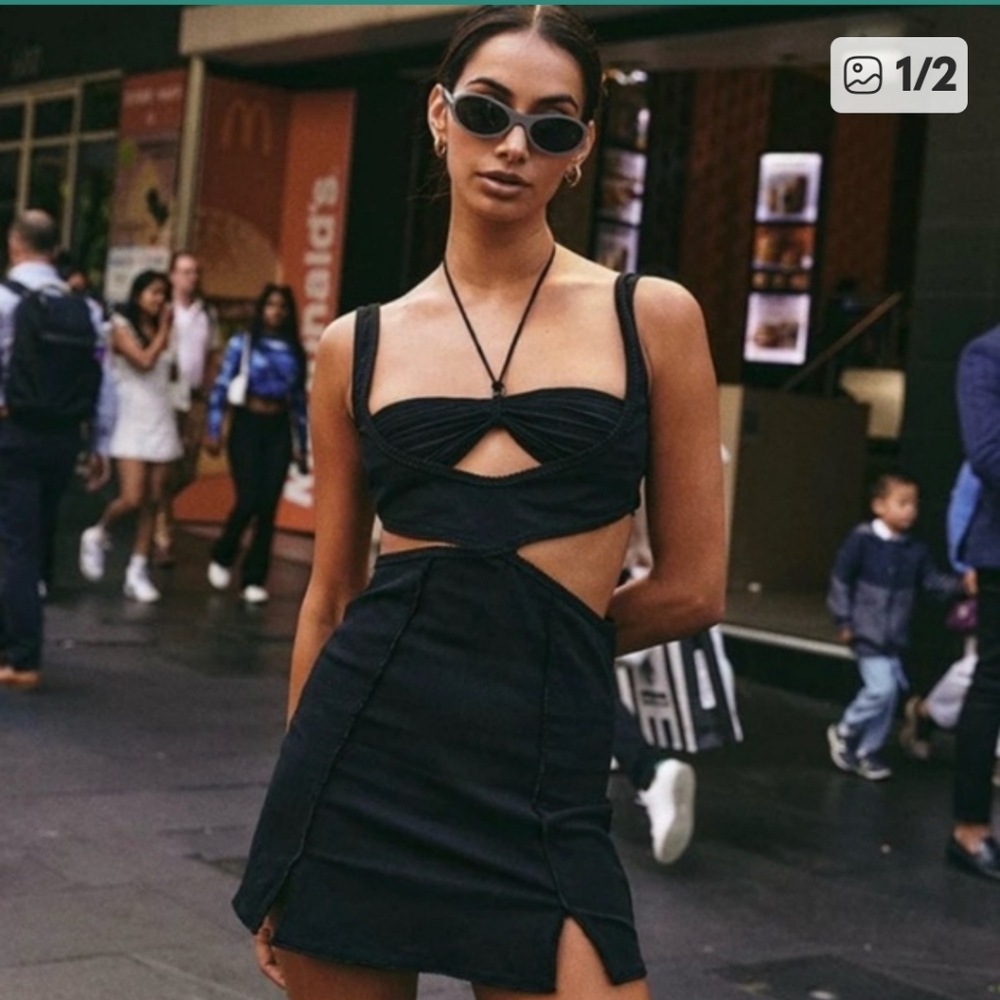 Bydee Adriana Dress Onyx Cut Out Bodycon Mini
